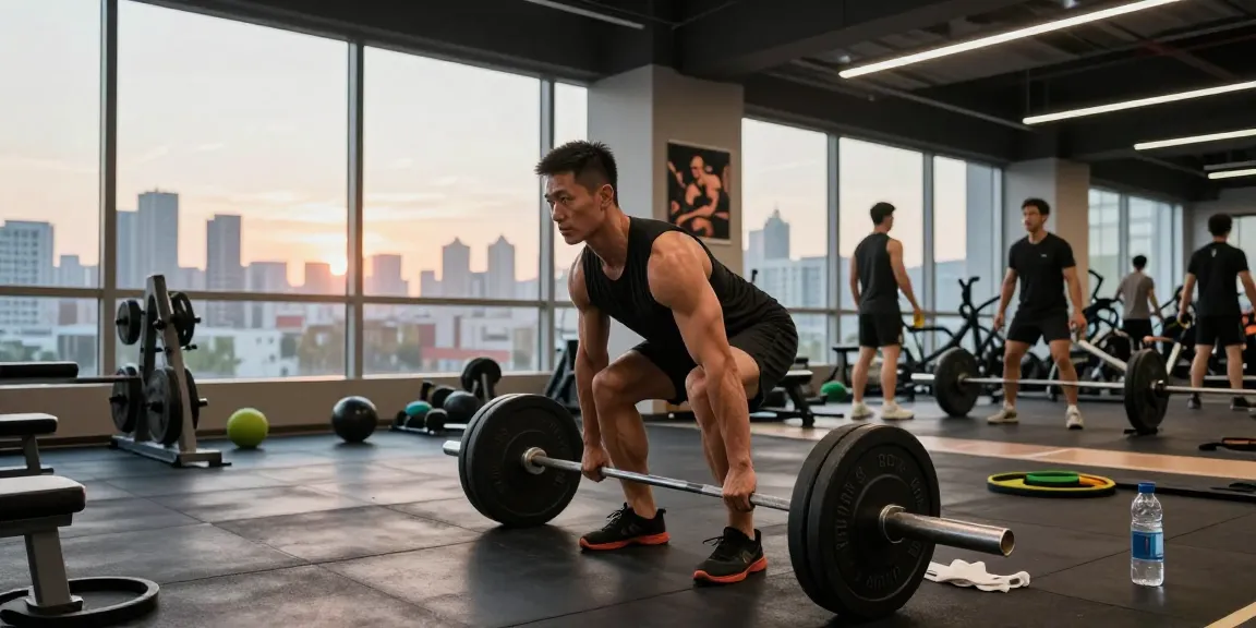 Bodybuilder, der in einem modernen Fitnessstudio Gewichte hebt und Krafttraining fördert, festgehalten in einer inspirierenden Atmosphäre des Anabolika Shop Deutschland.