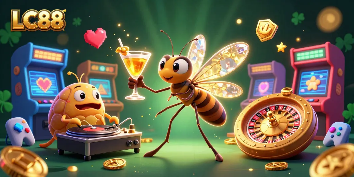 Experience thrilling gaming with LC88's unique casino characters in a vibrant digital scene.