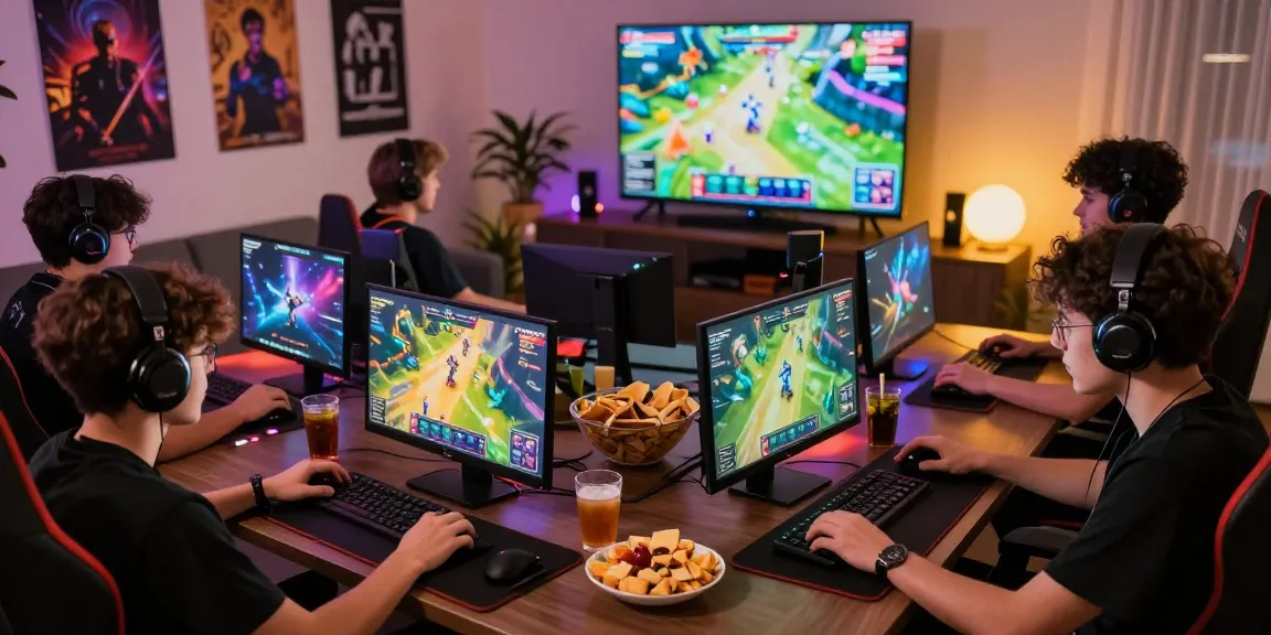Group playing Rikvip games in a cozy living room with vibrant graphics and snacks.