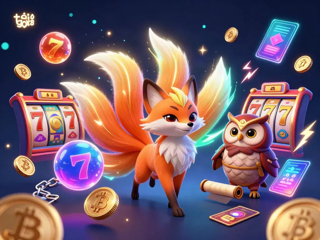 Experience vibrant gaming excitement with tải go88, featuring a glowing nine-tailed fox and casino game elements.