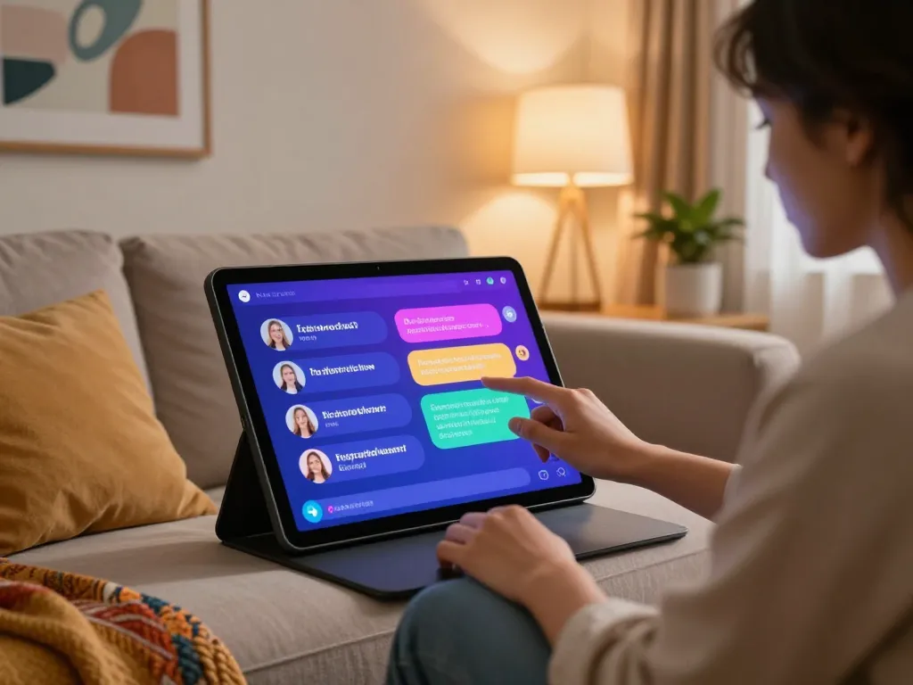 Engaging conversation with porn chat ai in a cozy digital chat setting that highlights AI interactions.
