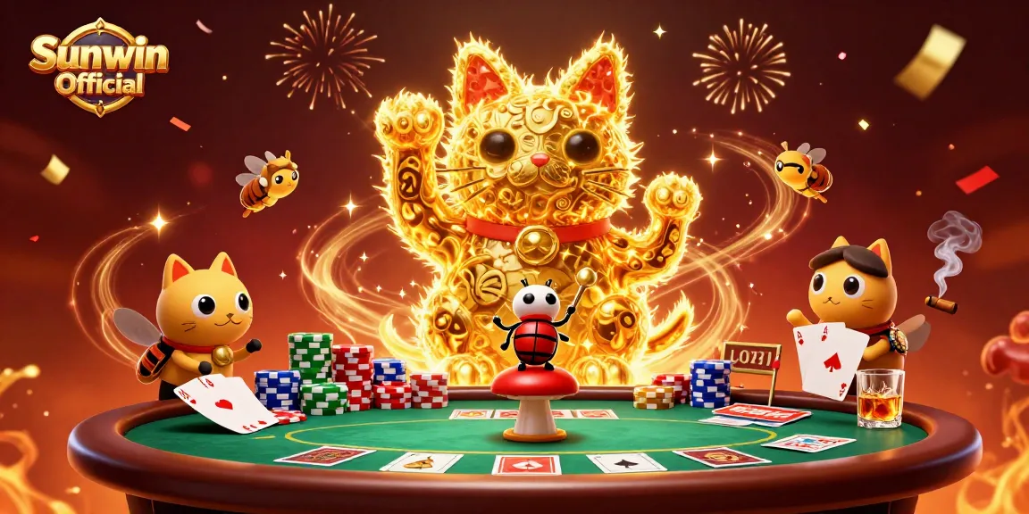 Experience thrilling play with Sunwin Official as golden fireflies evoke casino excitement.