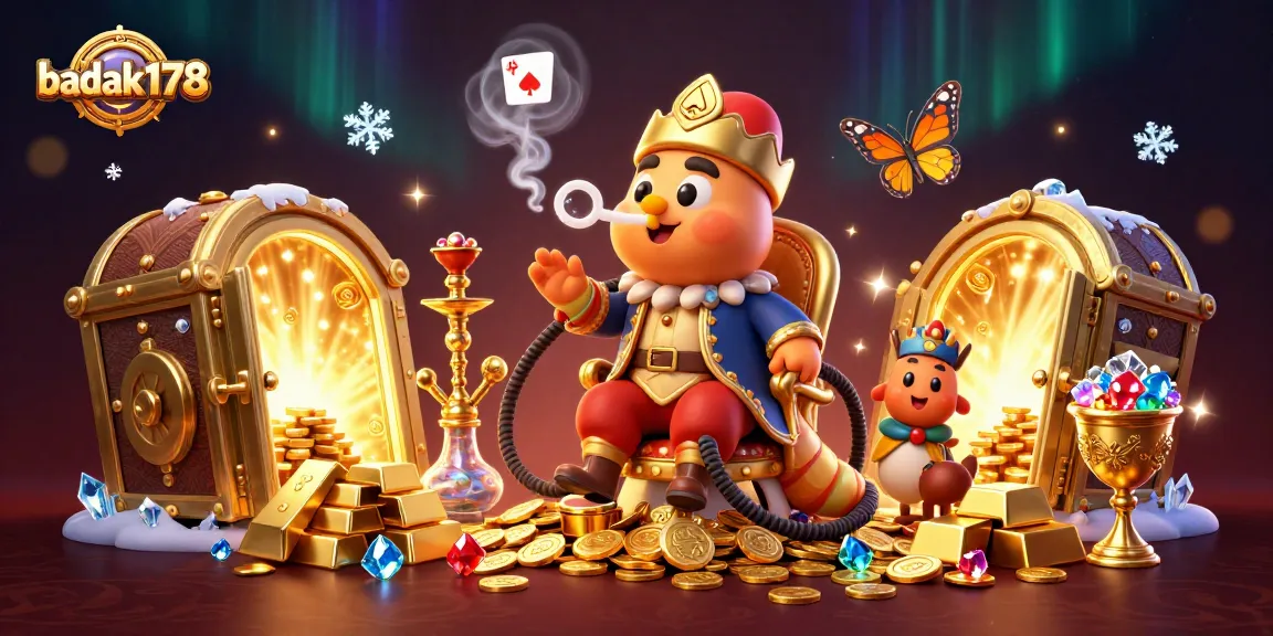 Win big with badak178; vibrant 3D illustration of a magical casino scene