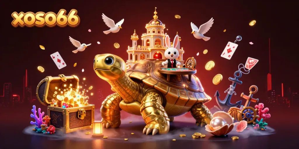 Experience winning thrills at xoso66 with a golden tortoise casino scene packed with fun.