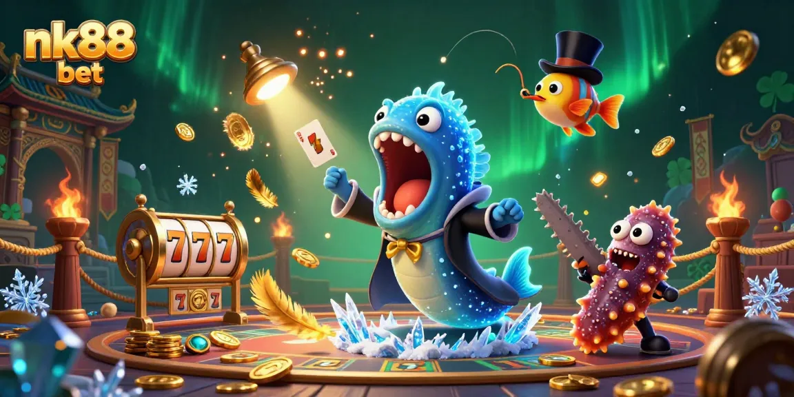 Experience thrilling nk88 bet action with a bioluminescent eel magician and vivid casino elements.