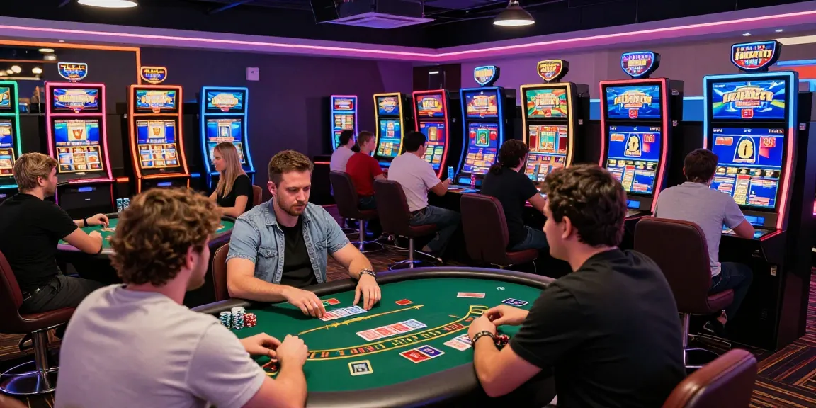 Jackpot City juegos scene featuring players at engaging digital casino games, vibrant atmosphere, immersive experience, and strategic gameplay.