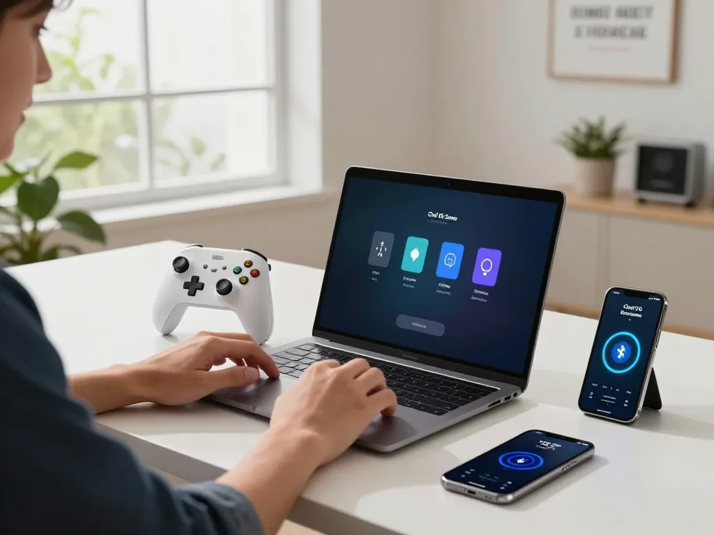 Exploring trending tech gadgets including Bluetooth-enabled devices in a bright workspace setting.