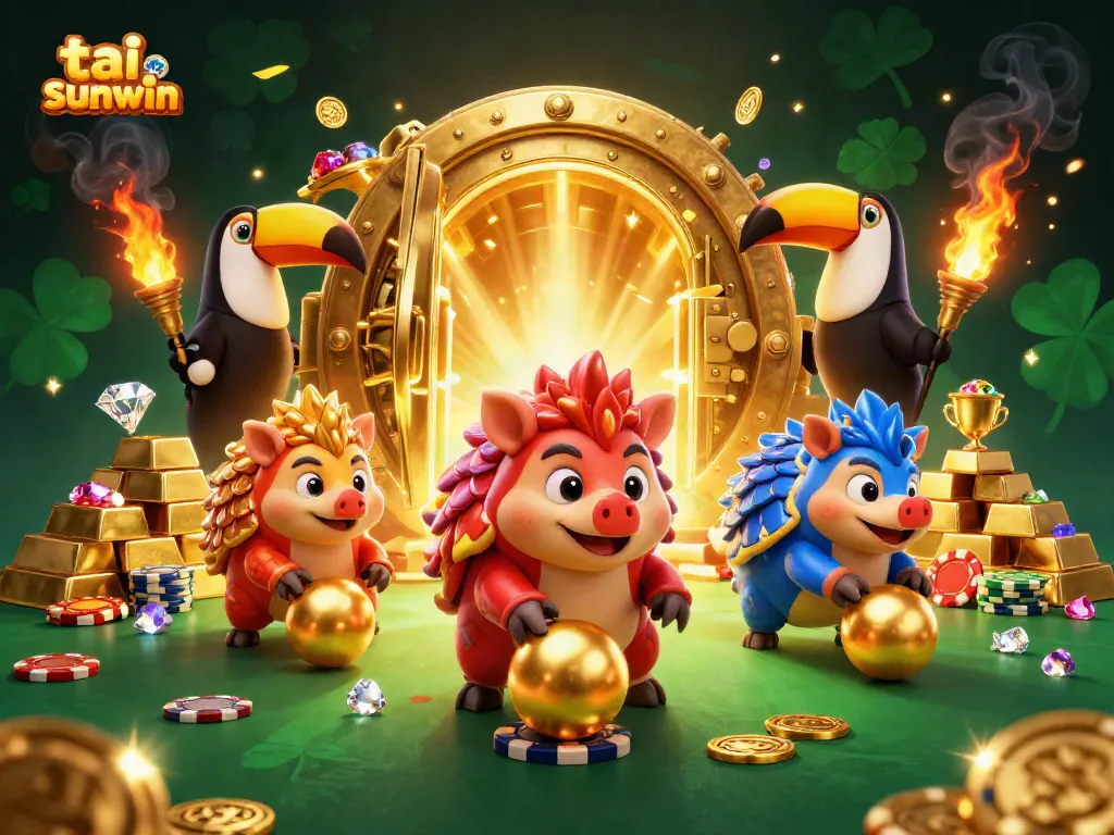 Experience thrilling gameplay at tai sunwin with vibrant pangolins rolling through poker chips.