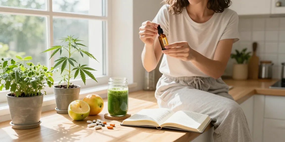 Ministry of Cannabis CBD oil tincture in a serene morning routine, featuring organic hemp extract and wellness products.