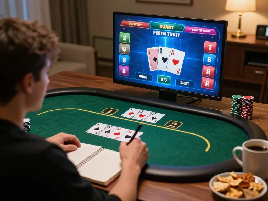 Engaging poker gameplay at Nhà cái S8, showcasing strategic victories in a vibrant home setting