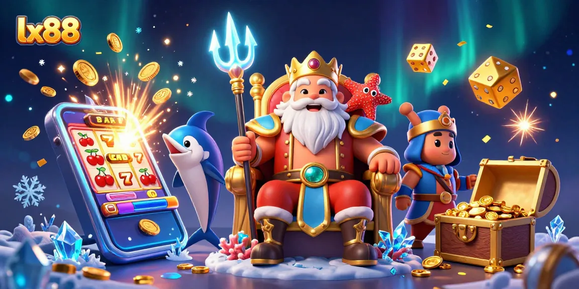 Experience the exciting world of lx88 with a dynamic scene featuring Neptune and jackpot elements.