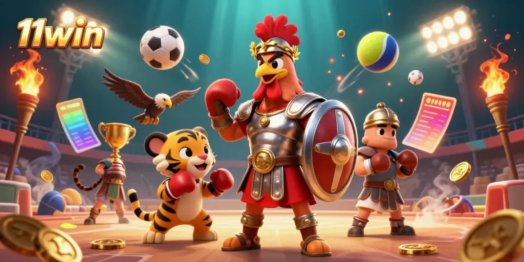 Experience thrilling gameplay at 11win as the gladiator rooster champions the arena with sports excitement.