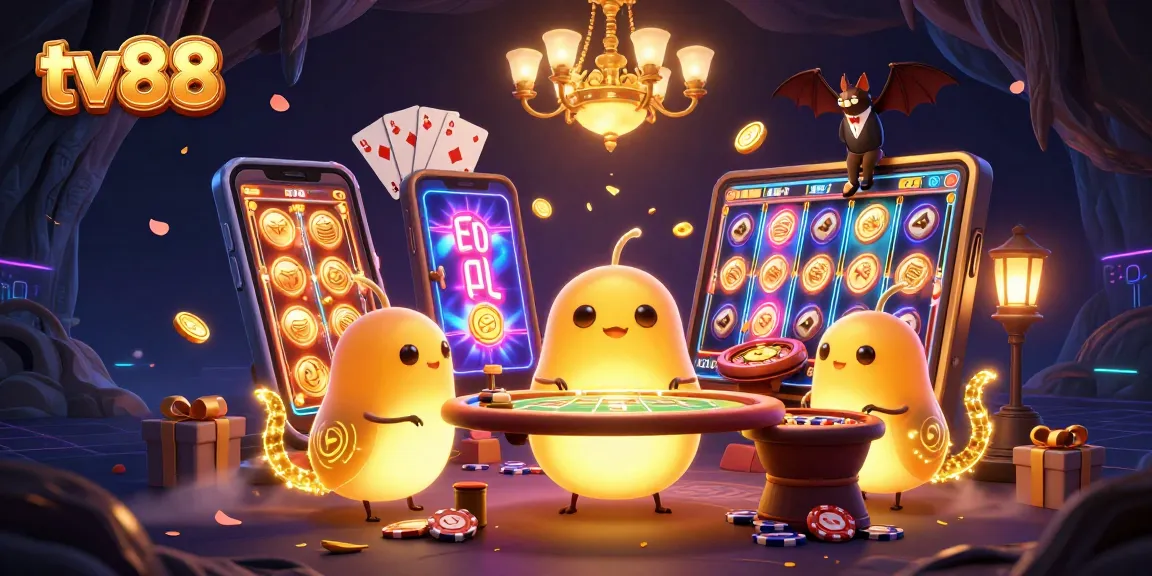Play exciting games at tv88 while enjoying vibrant casino energy in a lively surreal setting.