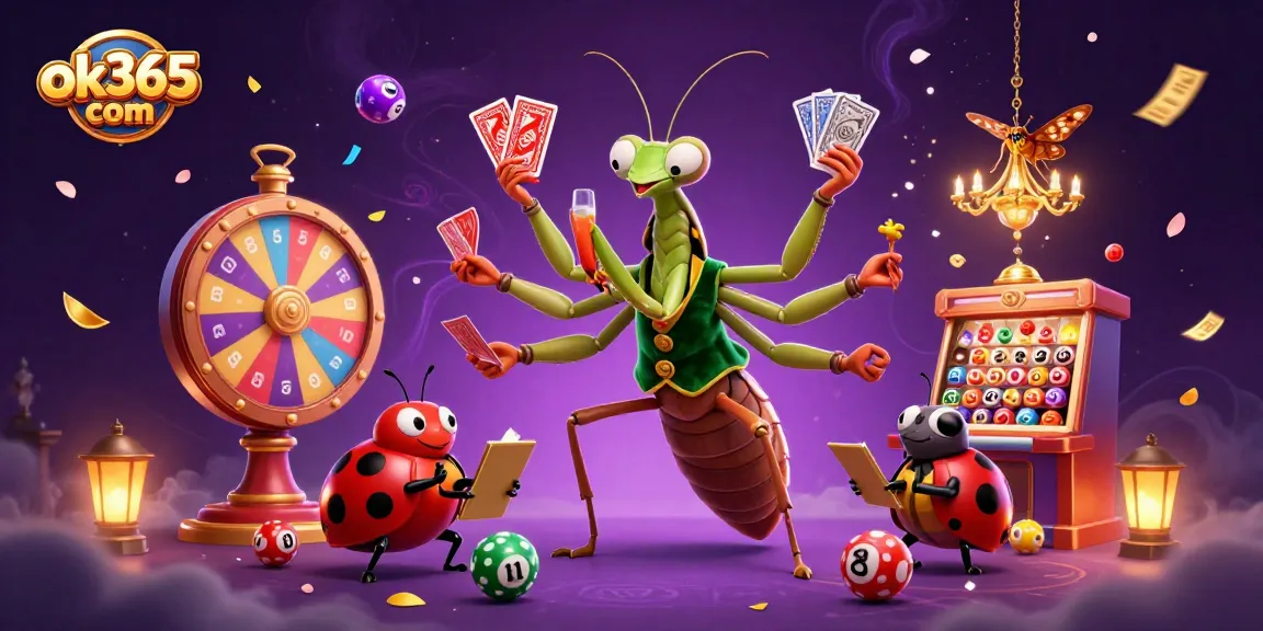 Join the excitement of ok365 com with colorful lottery balls and casino visuals.