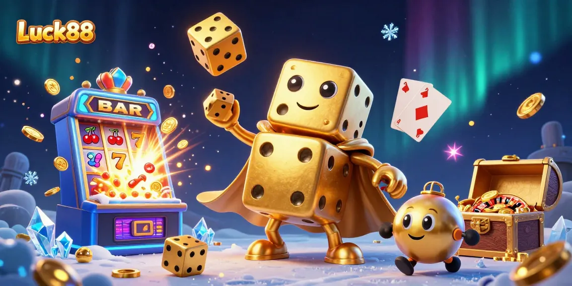 Experience the thrill of Luck88 with an exhilarating slot scene featuring vibrant characters and casino elements.