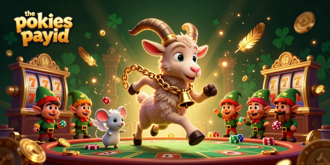 The pokies payid shines in a whimsical casino scene with cartoon characters engaged in vibrant gameplay.