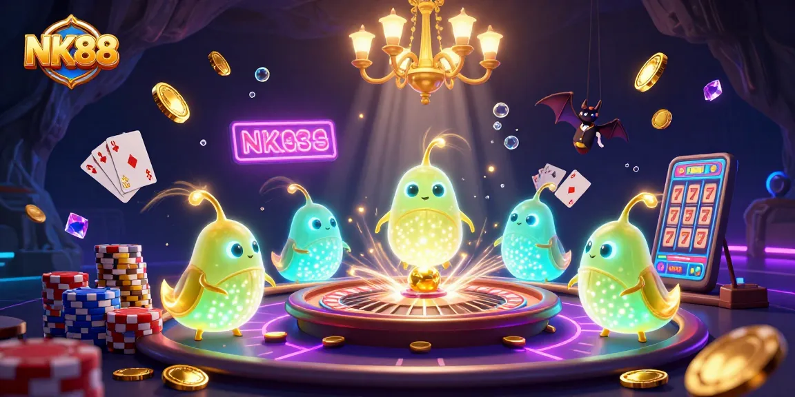 Experience thrilling gameplay at NK88 with vibrant creatures illuminating a dynamic casino.